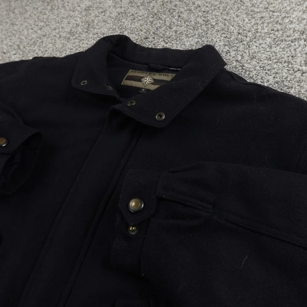 Members‎ Only Jacket Mens XL Blue Wool Blend Heavy Bomber Car Coat Snap Front
